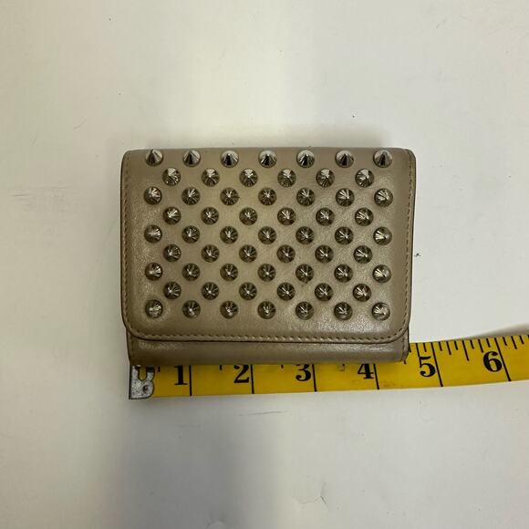Christian Louboutin Spiked Leather Wallet - Beige with Signature Red Interior - Picture 13 of 14